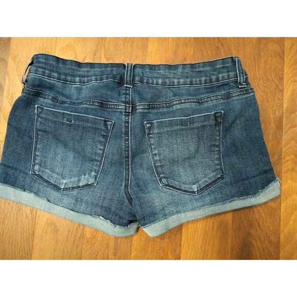 Altard State Denim Jean Shorts Sz 28 7 Dark Wash Cuffed Mid Rise Bootie Stretch - Picture 3 of 3